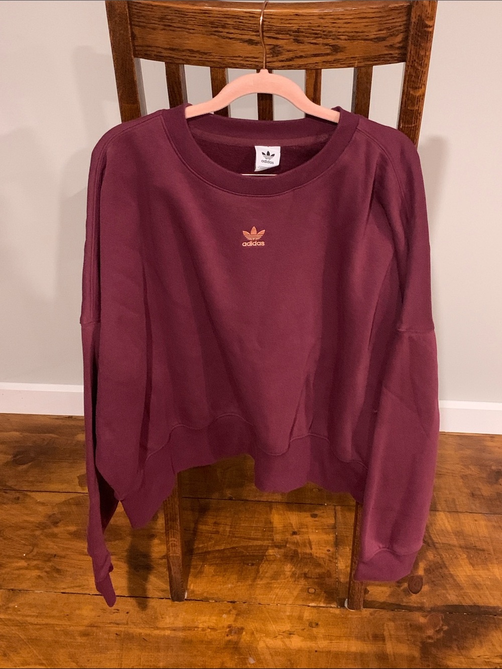 adidas Women's Burgundy Crew Sweatshirt with Trefoil Logo